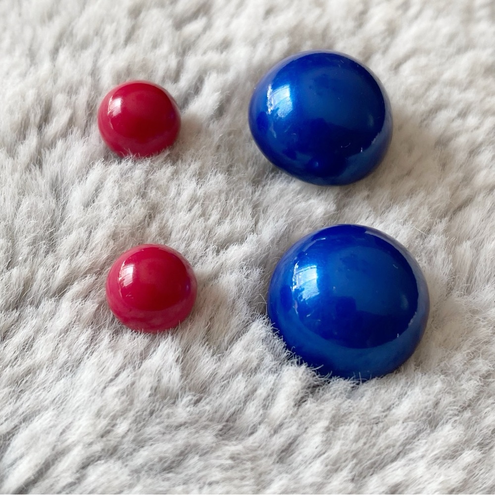 2/$16 Two Pairs Ball Stud Earrings - Pink & Blue